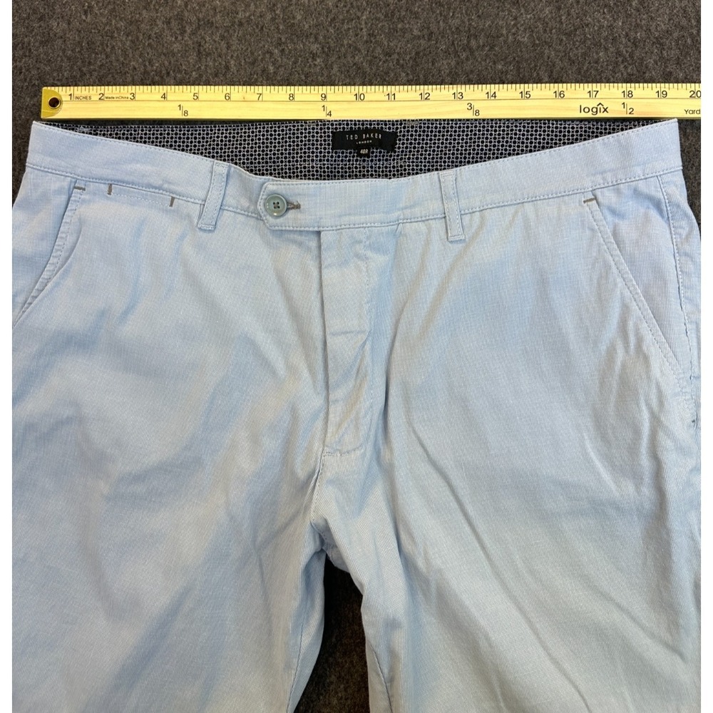Ted Baker London Tailored Slim Fit Light Blue Micro-Check Shorts Men's Size 40 R - Picture 11 of 16